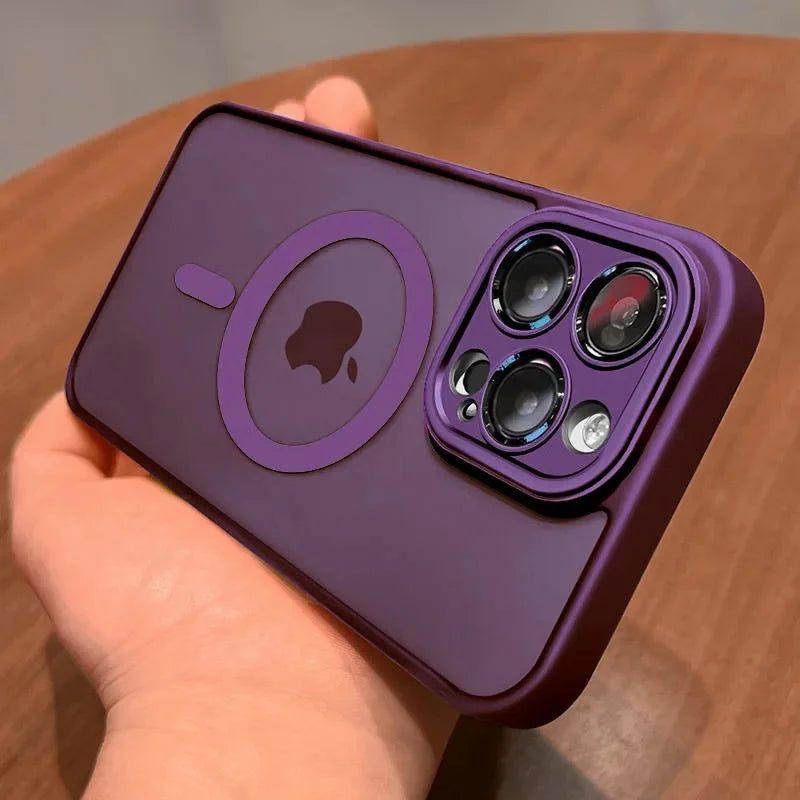 Capa Magnética Luxo Fosco Translúcida à Prova de Choque MagSafe